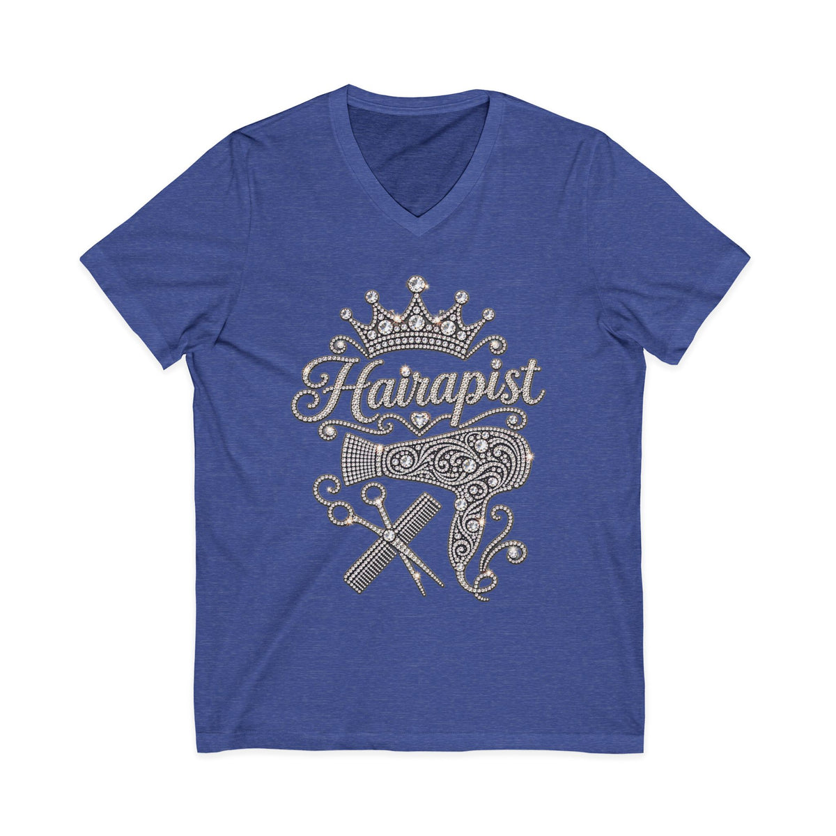 "Hairapist" V-Neck Tee — Crowned Hairstylist Graphic T- Shirt
