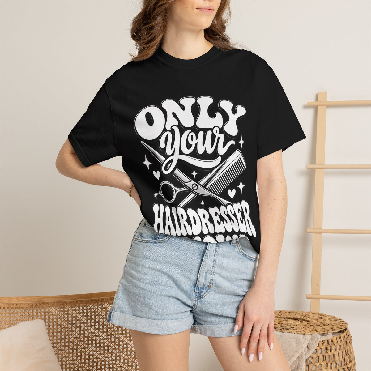 "Only Your Hairdresser Knows" Hairstylist Scissors & Comb T-Shirt