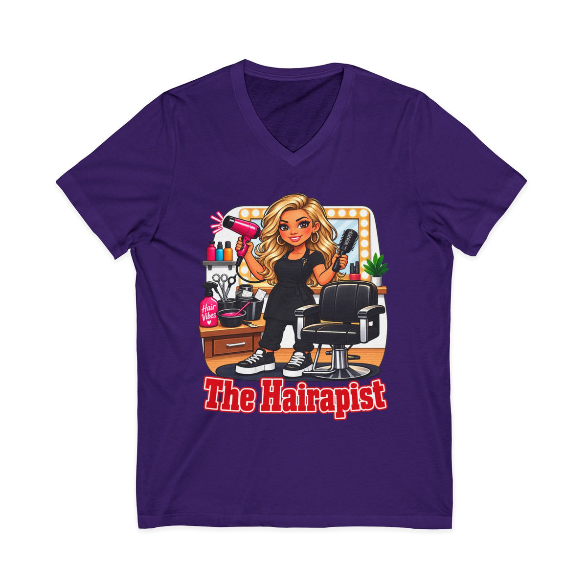 The Hairapist V-Neck Tee — Funny Hairstylist Salon Shirt