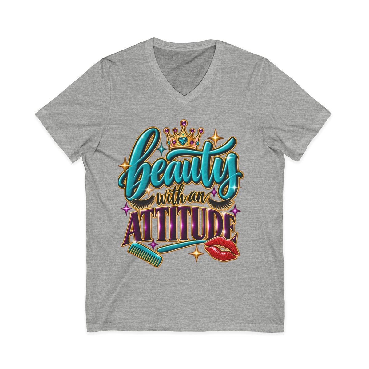 "Beauty With An Attitude" Hairstylist V-Neck Tee