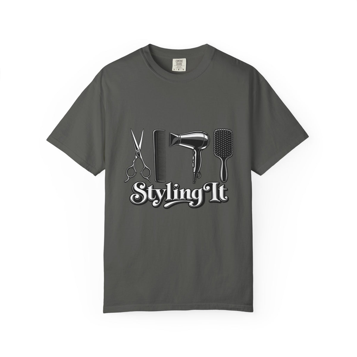 "Styling It" Hair Tools T-Shirt — Scissors, Comb & Dryer T-Shirt for Hairstylist