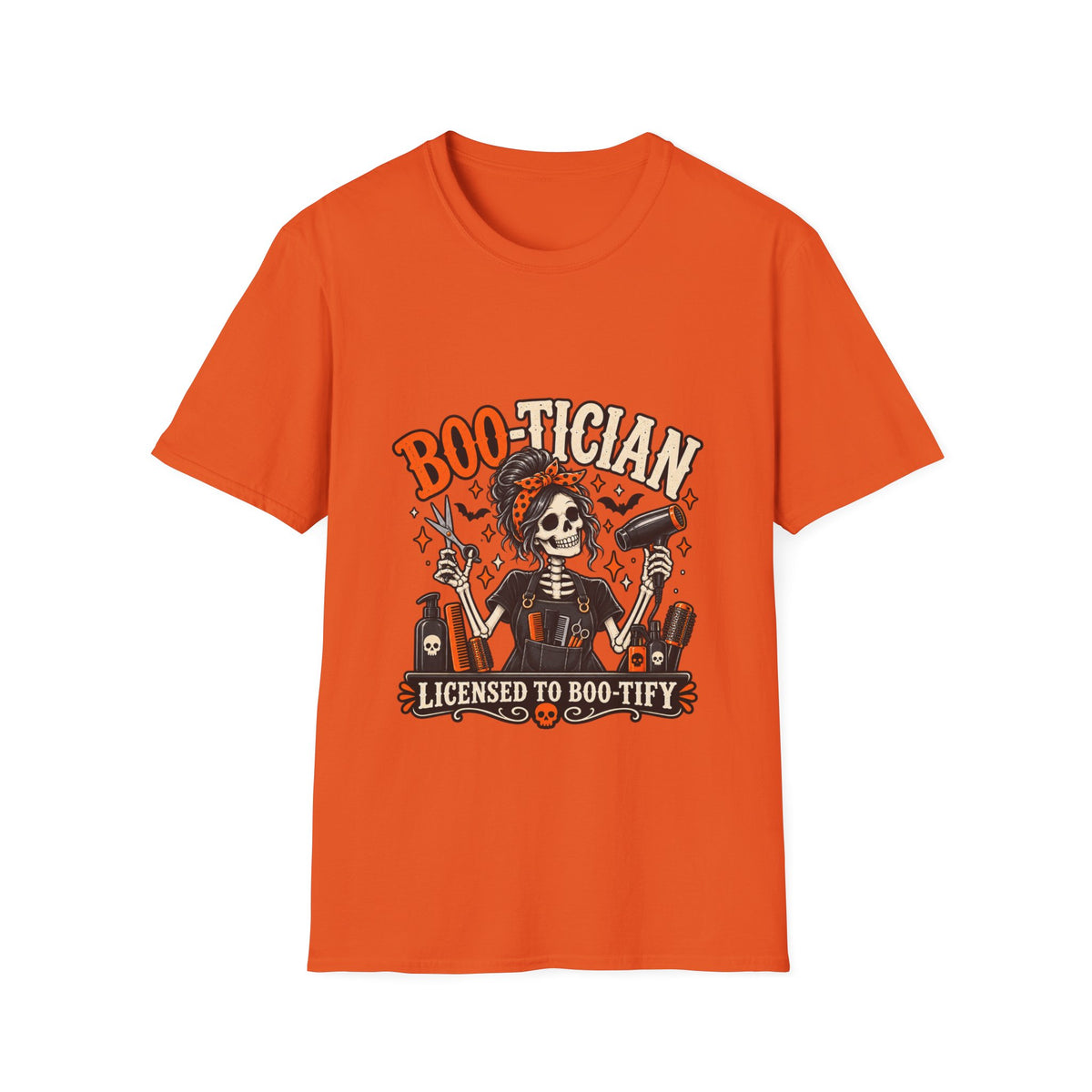 Boo-tiful Licensed to Boo-tify Halloween Skeleton Hairstylist T-Shirt