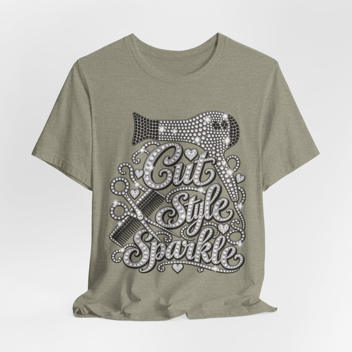 "Cut Style Sparkle" Retro Rhinestone Hairstylist T‑Shirt