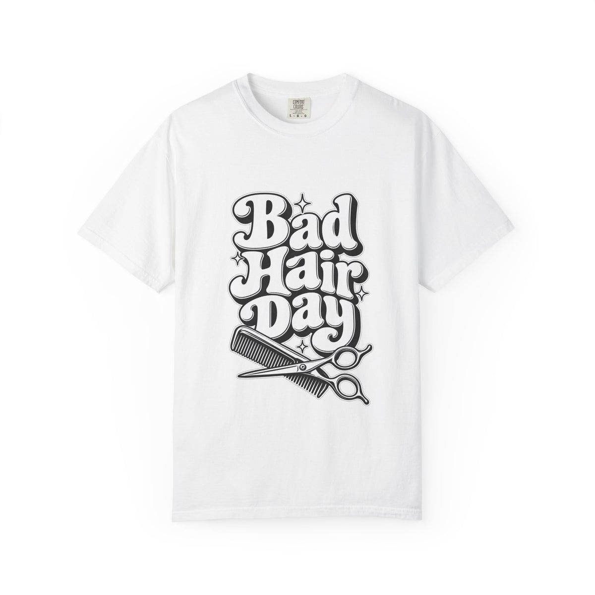 "Bad Hair Day T-Shirt" —Hairstylist Scissors & Comb Design