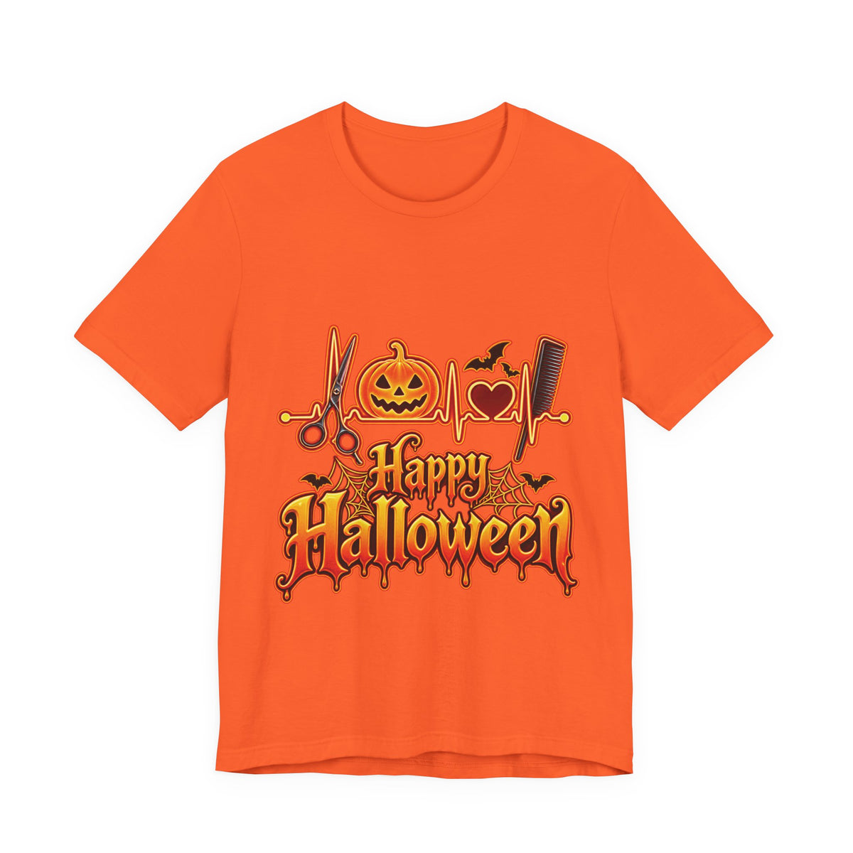 Hairstylist Halloween Graphic Tee – Happy Halloween Pumpkin & Bats
