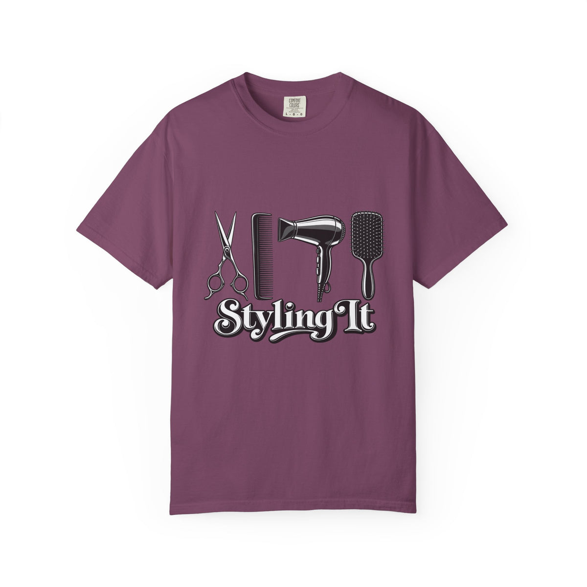 "Styling It" Hair Tools T-Shirt — Scissors, Comb & Dryer T-Shirt for Hairstylist