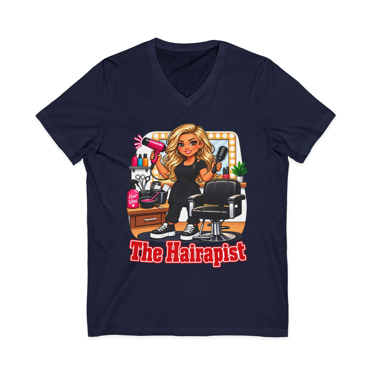 The Hairapist V-Neck Tee — Funny Hairstylist Salon Shirt