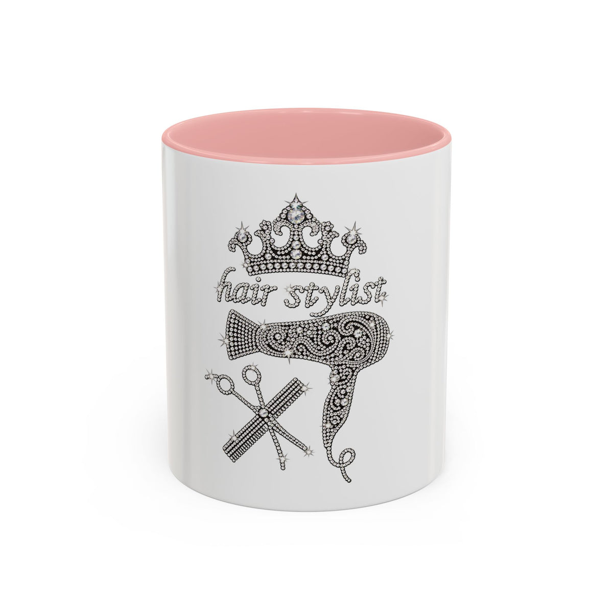 Hair Stylist Coffee/Tea Cup— Crowned Design with Scissors & Dryer (11/15oz Accent Mug)