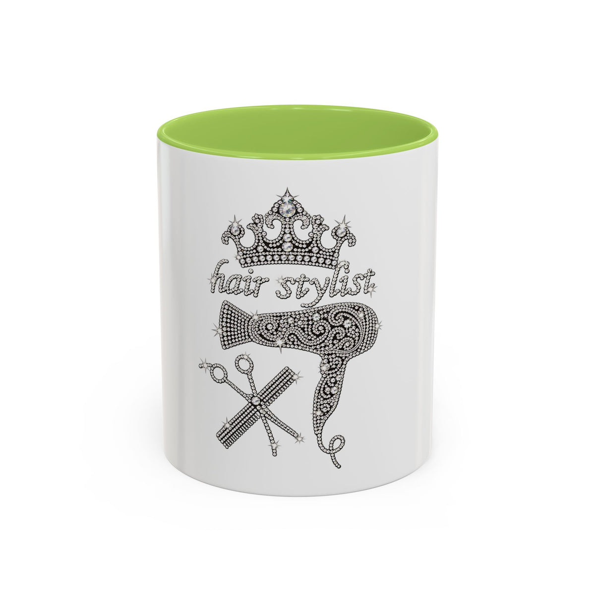 Hair Stylist Coffee/Tea Cup— Crowned Design with Scissors & Dryer (11/15oz Accent Mug)