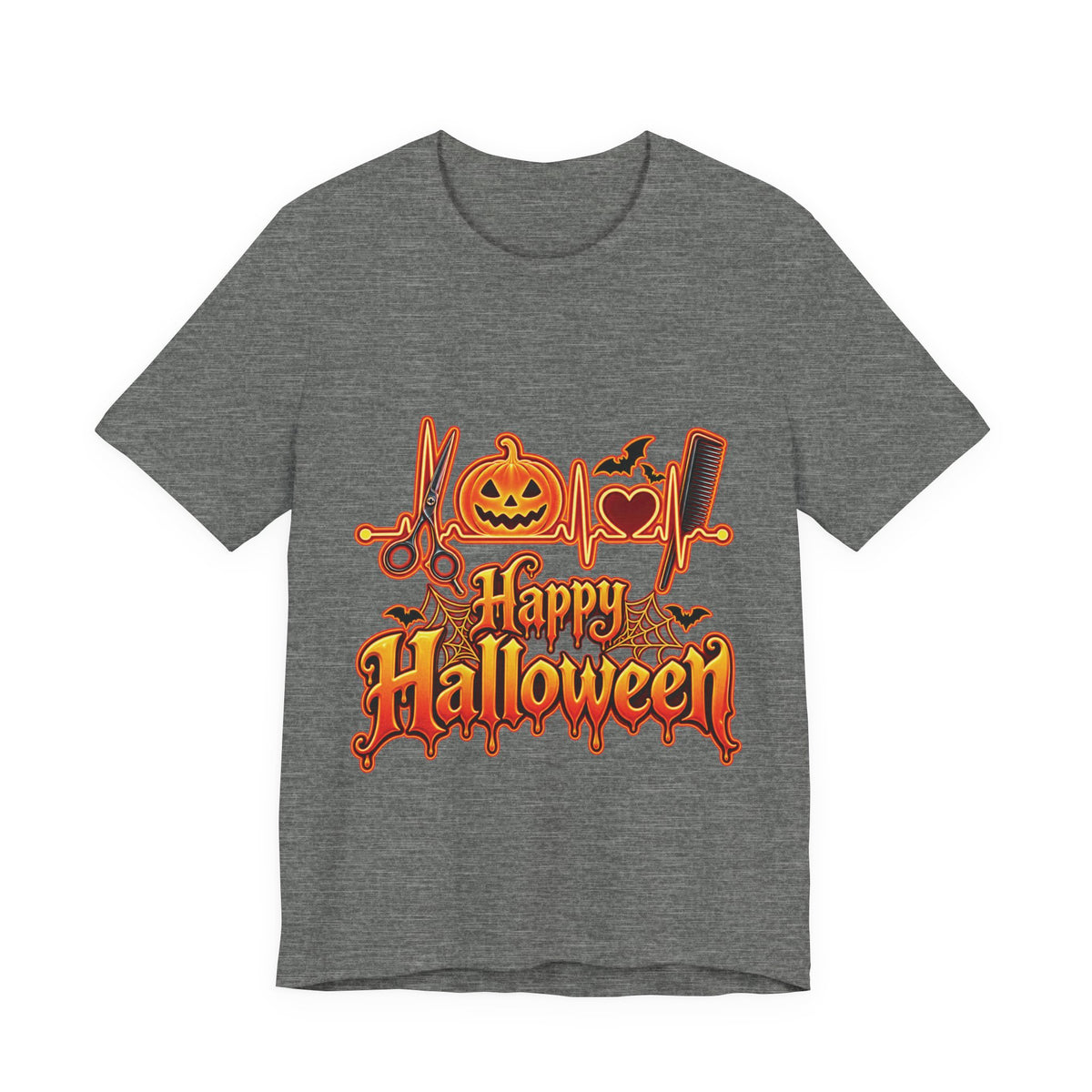 Hairstylist Halloween Graphic Tee – Happy Halloween Pumpkin & Bats