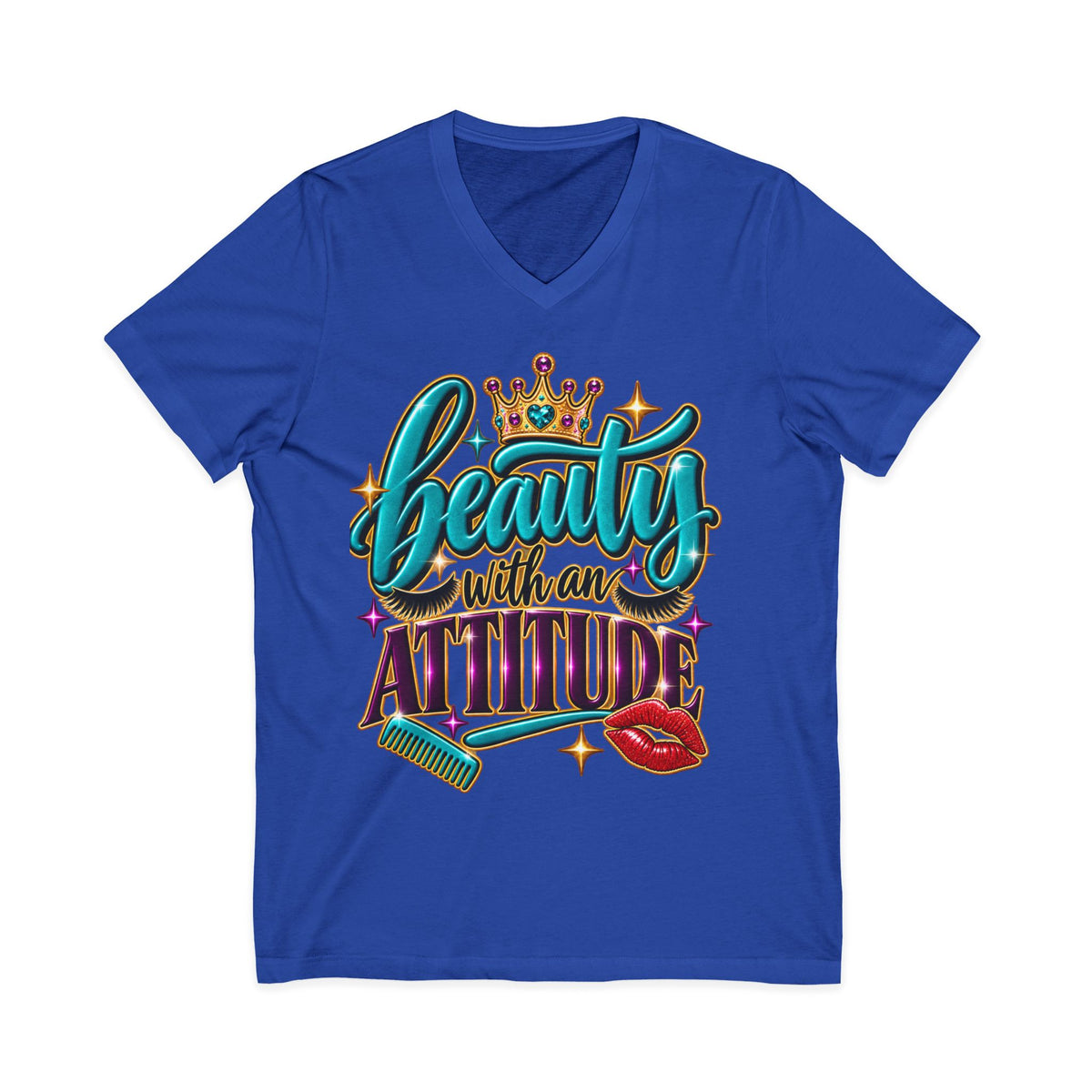 "Beauty With An Attitude" Hairstylist V-Neck Tee