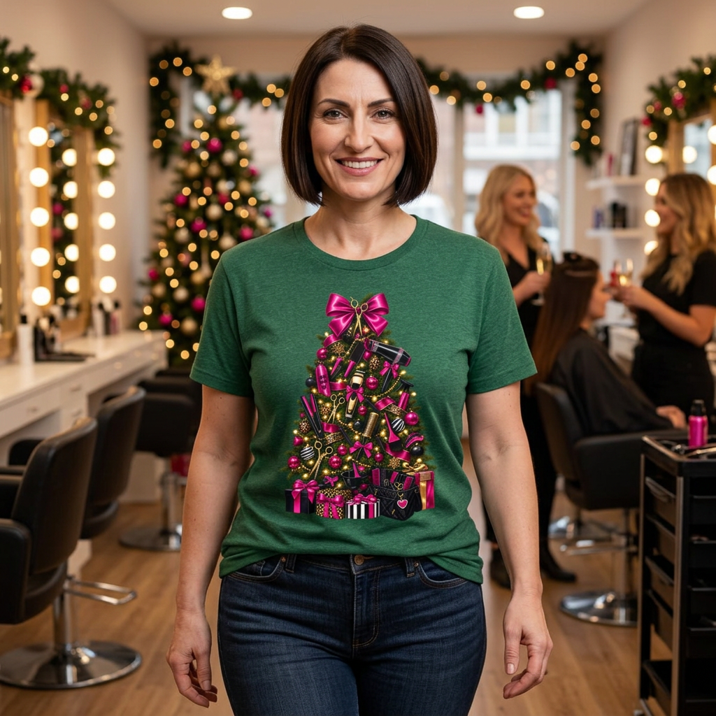 Hairstylist Christmas Tree Hair Tool T‑Shirt