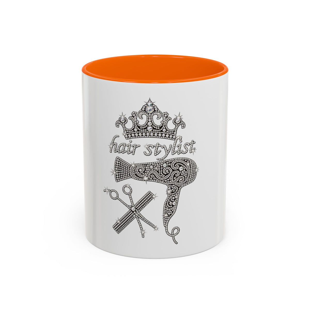 Hair Stylist Coffee/Tea Cup— Crowned Design with Scissors & Dryer (11/15oz Accent Mug)