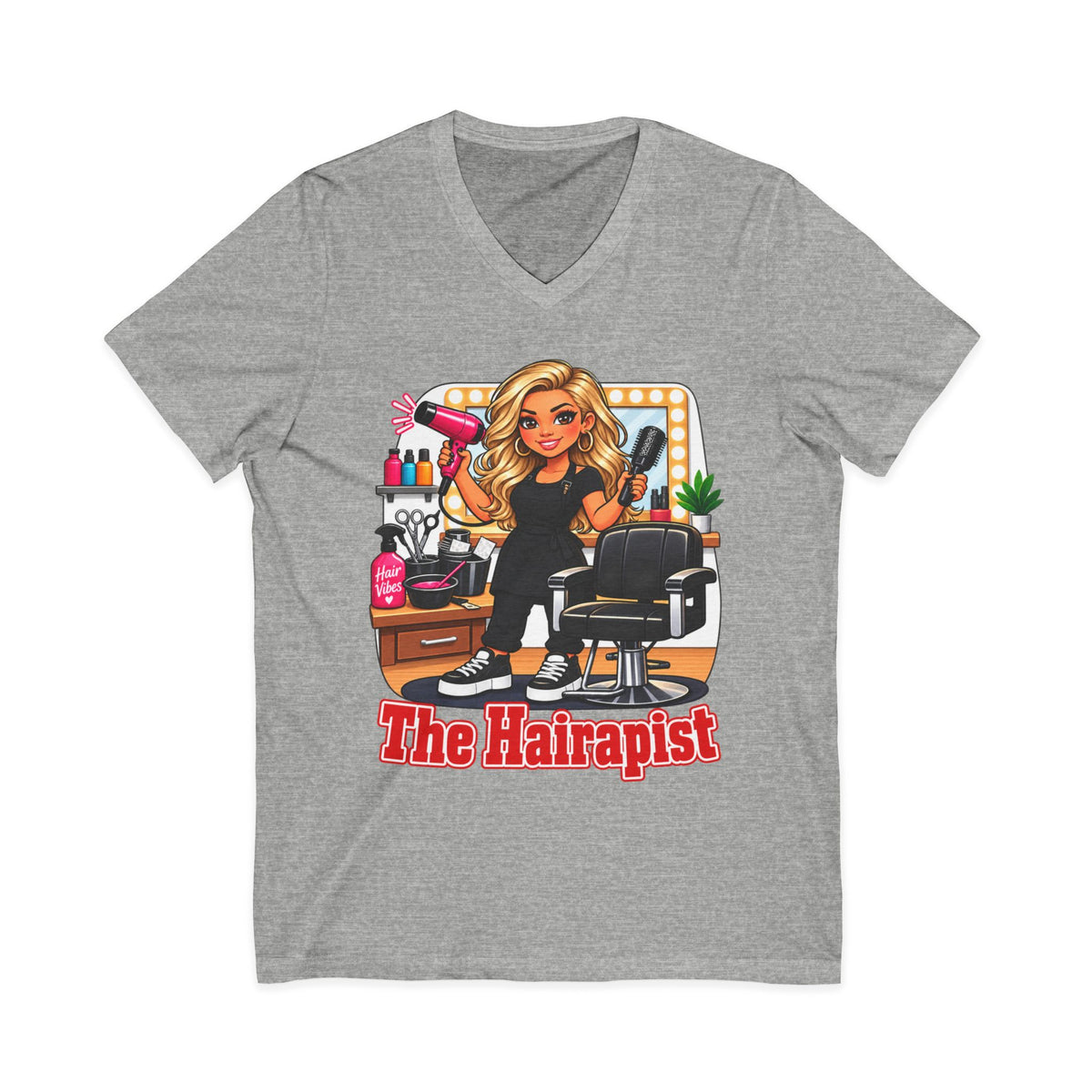 The Hairapist V-Neck Tee — Funny Hairstylist Salon Shirt