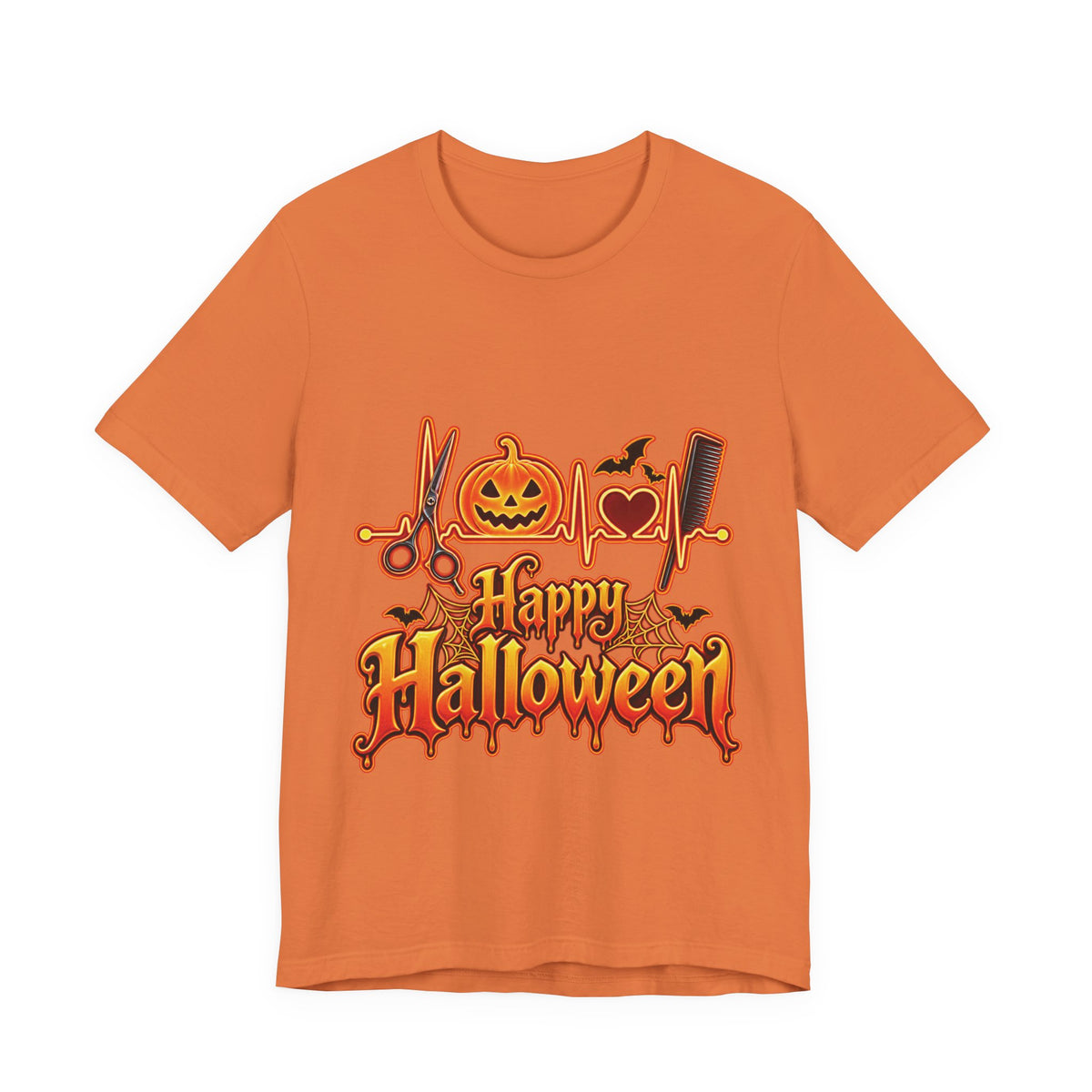 Hairstylist Halloween Graphic Tee – Happy Halloween Pumpkin & Bats