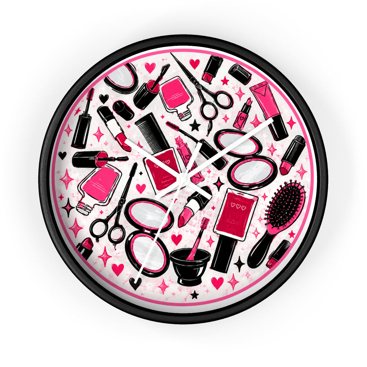 Hair Salon Beauty Tools Pattern Wall Clock