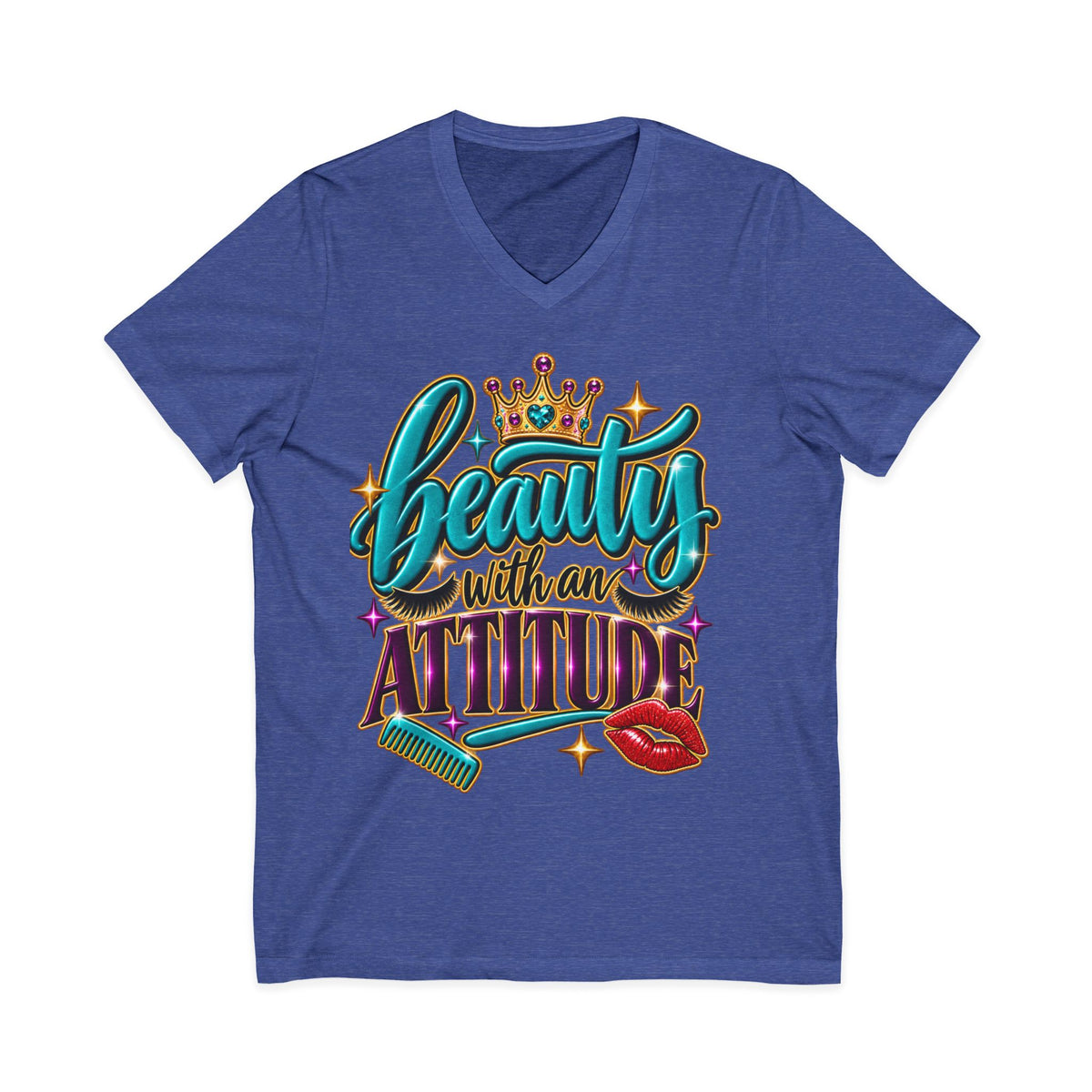 "Beauty With An Attitude" Hairstylist V-Neck Tee