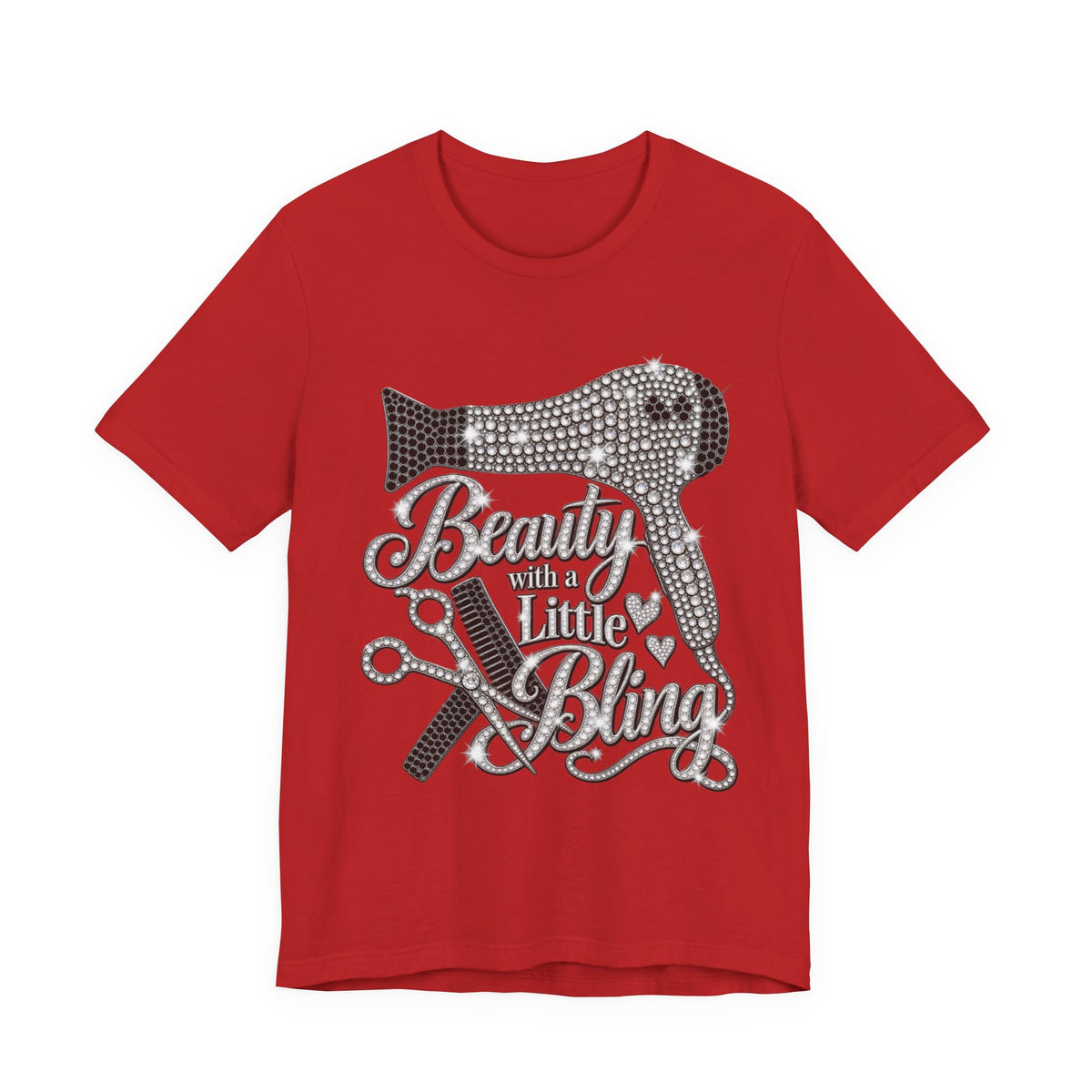 "Beauty With a Little Bling" Hairdryer & Scissors Salon Shirt