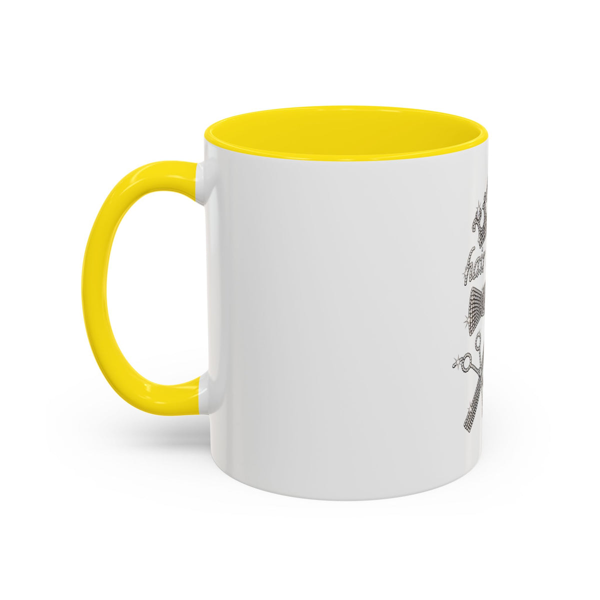 Hair Stylist Coffee/Tea Cup— Crowned Design with Scissors & Dryer (11/15oz Accent Mug)
