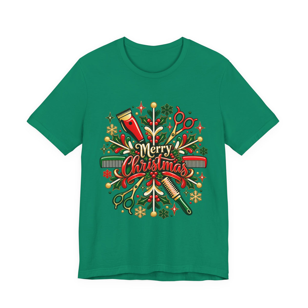 Merry Christmas Hairstylist Wreath T‑Shirt