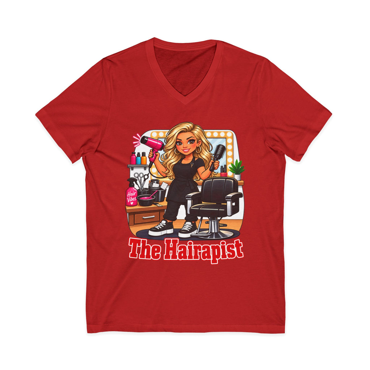 The Hairapist V-Neck Tee — Funny Hairstylist Salon Shirt