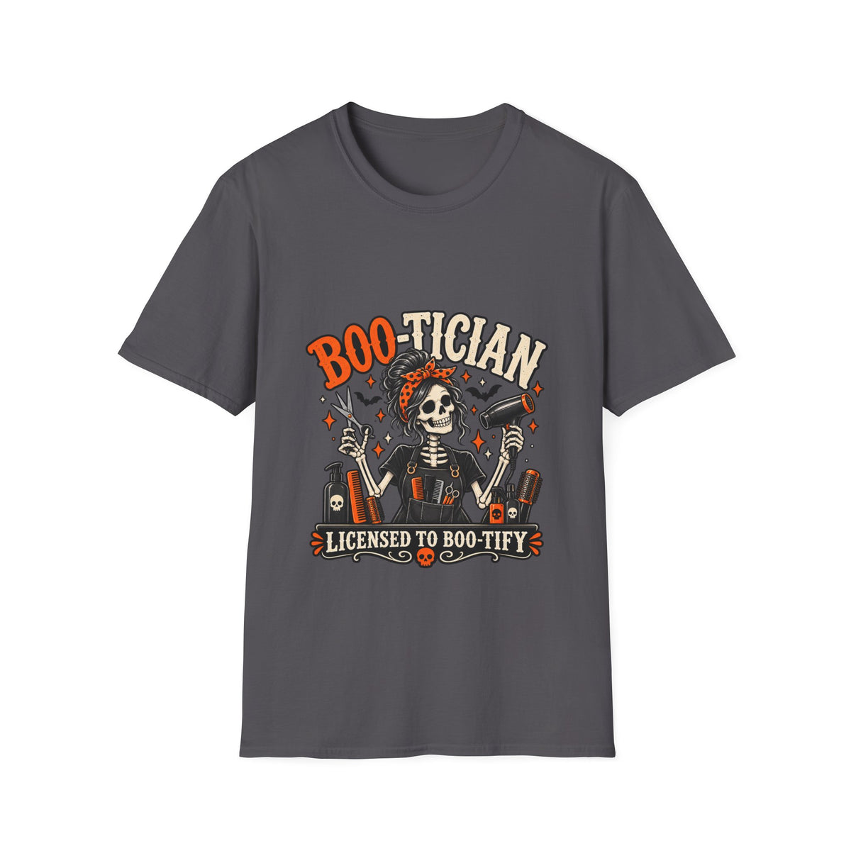 Boo-tiful Licensed to Boo-tify Halloween Skeleton Hairstylist T-Shirt