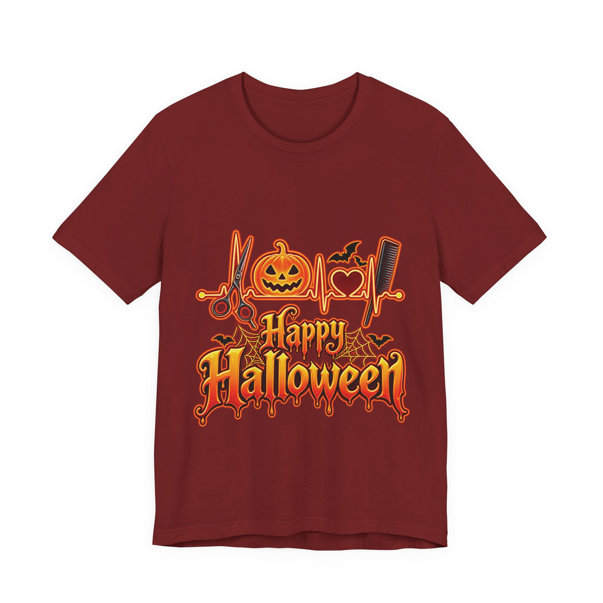 Hairstylist Halloween Graphic Tee – Happy Halloween Pumpkin & Bats