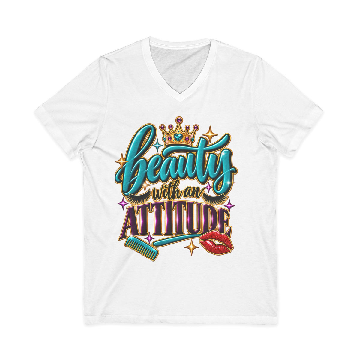 "Beauty With An Attitude" Hairstylist V-Neck Tee