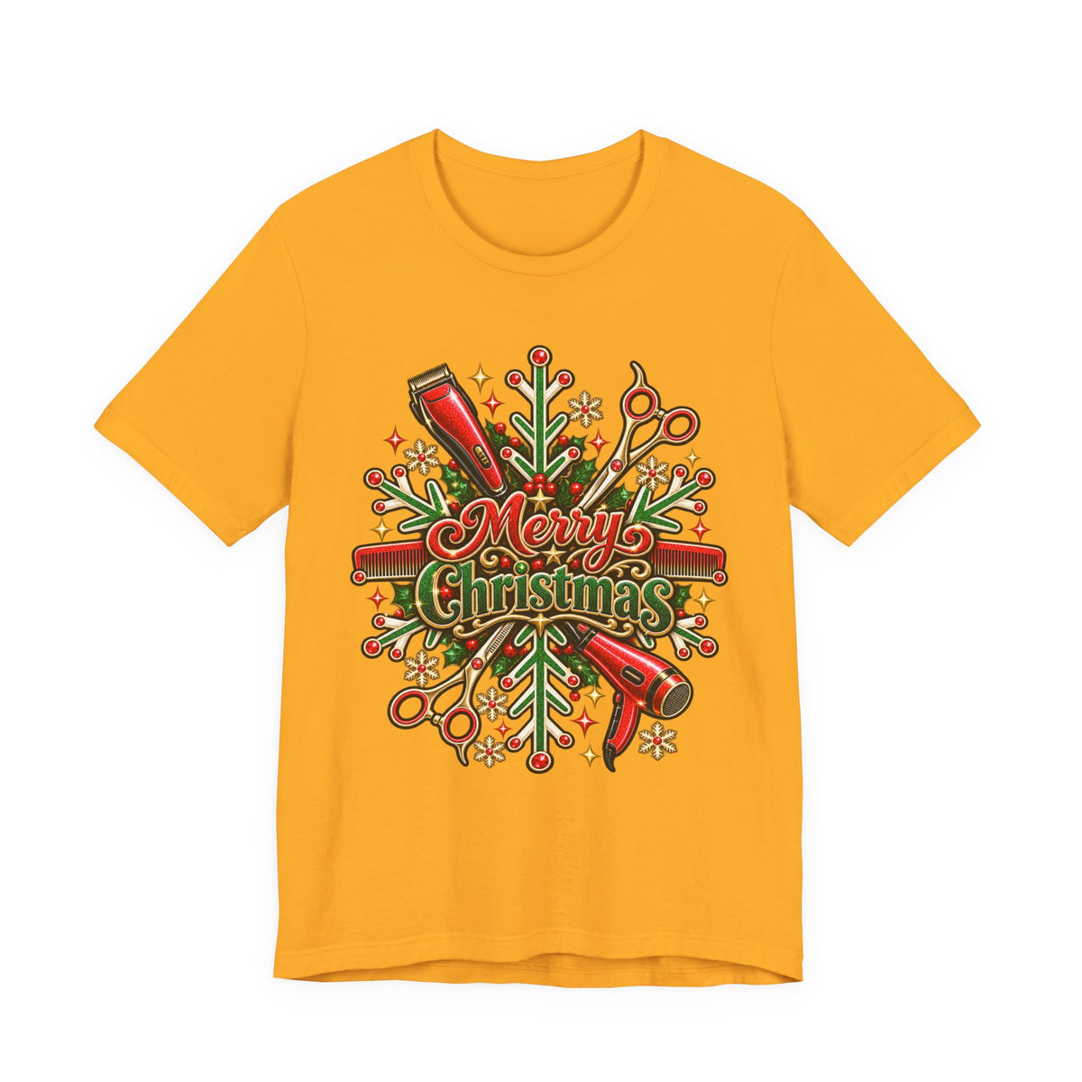 Christmas Hairstylist T-Shirt — “Merry Christmas” Salon T-Shirt