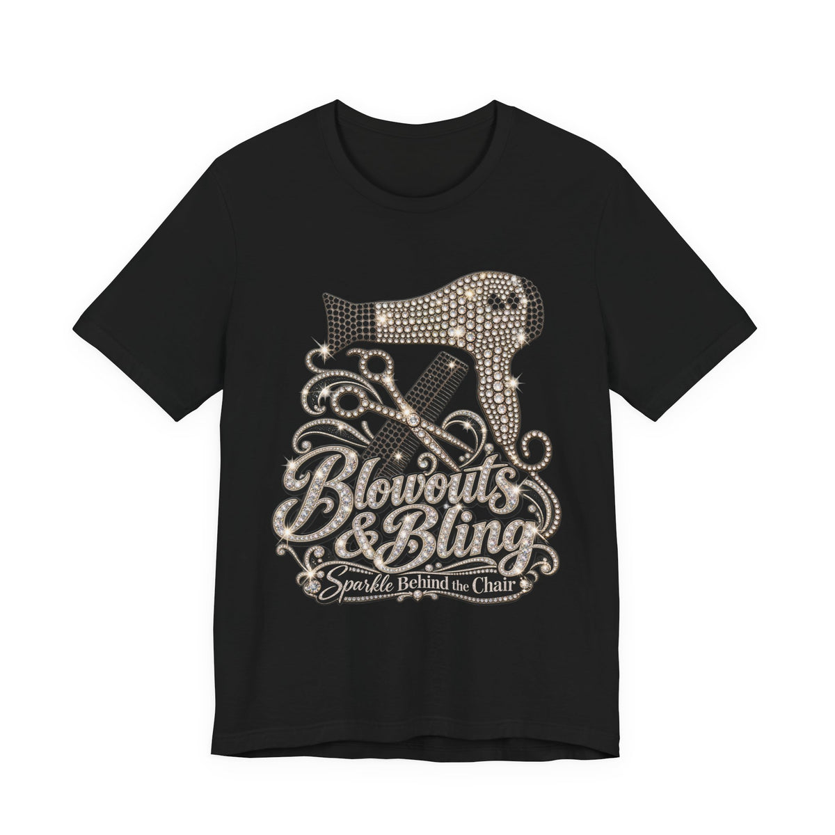 Blowouts & Bling Hair Stylist Tee — Sparkle Behind the Chair