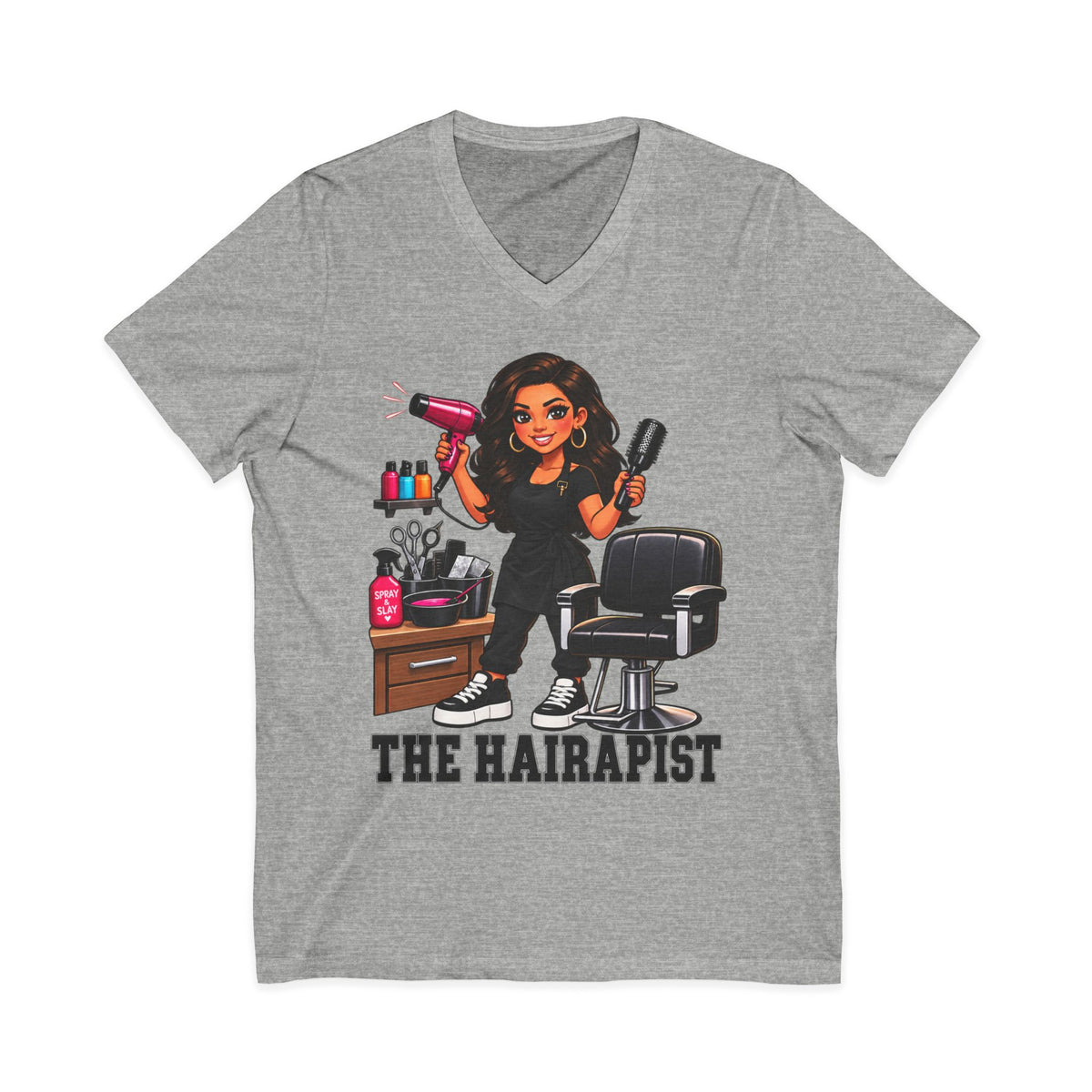 "The Hairapist" V-Neck Tee — Funny Hairstylist T-Shirt