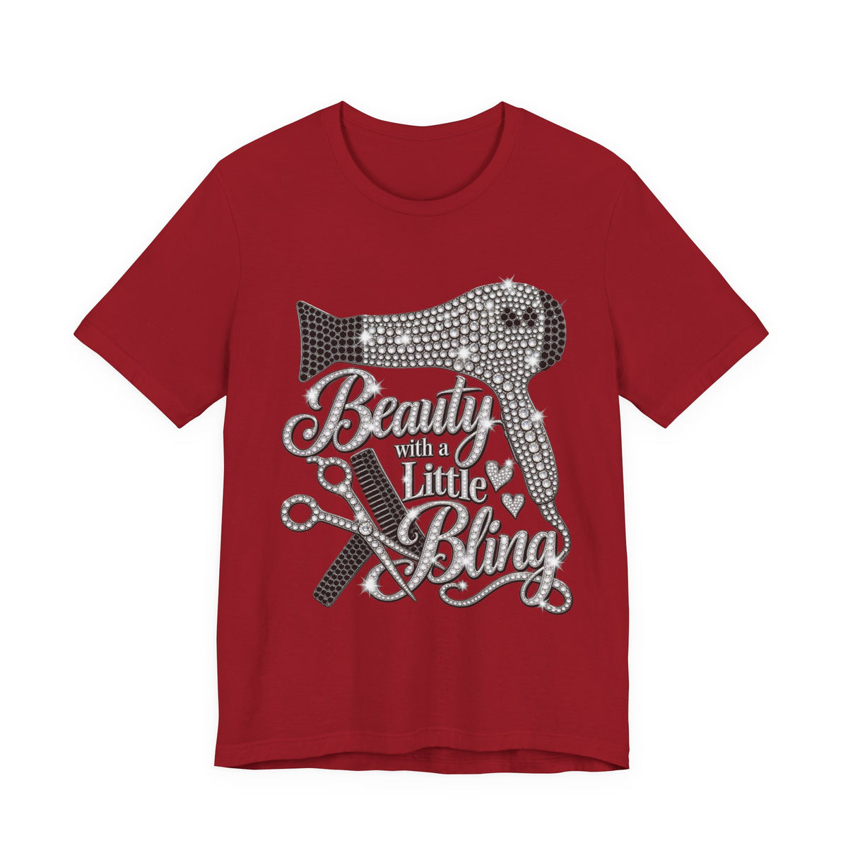 "Beauty With a Little Bling" Hairdryer & Scissors Salon Shirt