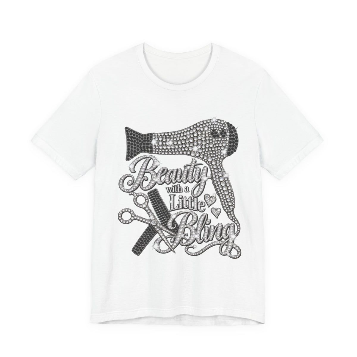 "Beauty With a Little Bling" Hairdryer & Scissors Salon Shirt