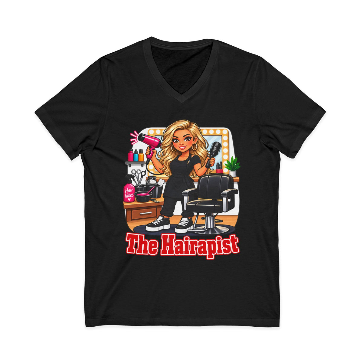 The Hairapist V-Neck Tee — Funny Hairstylist Salon Shirt