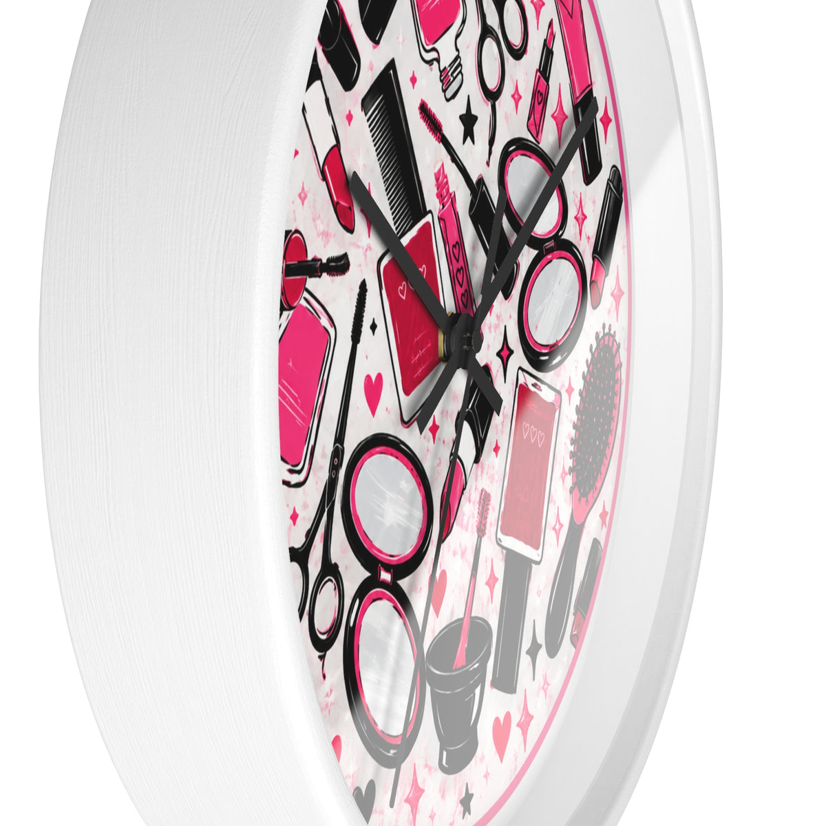Hair Salon Beauty Tools Pattern Wall Clock