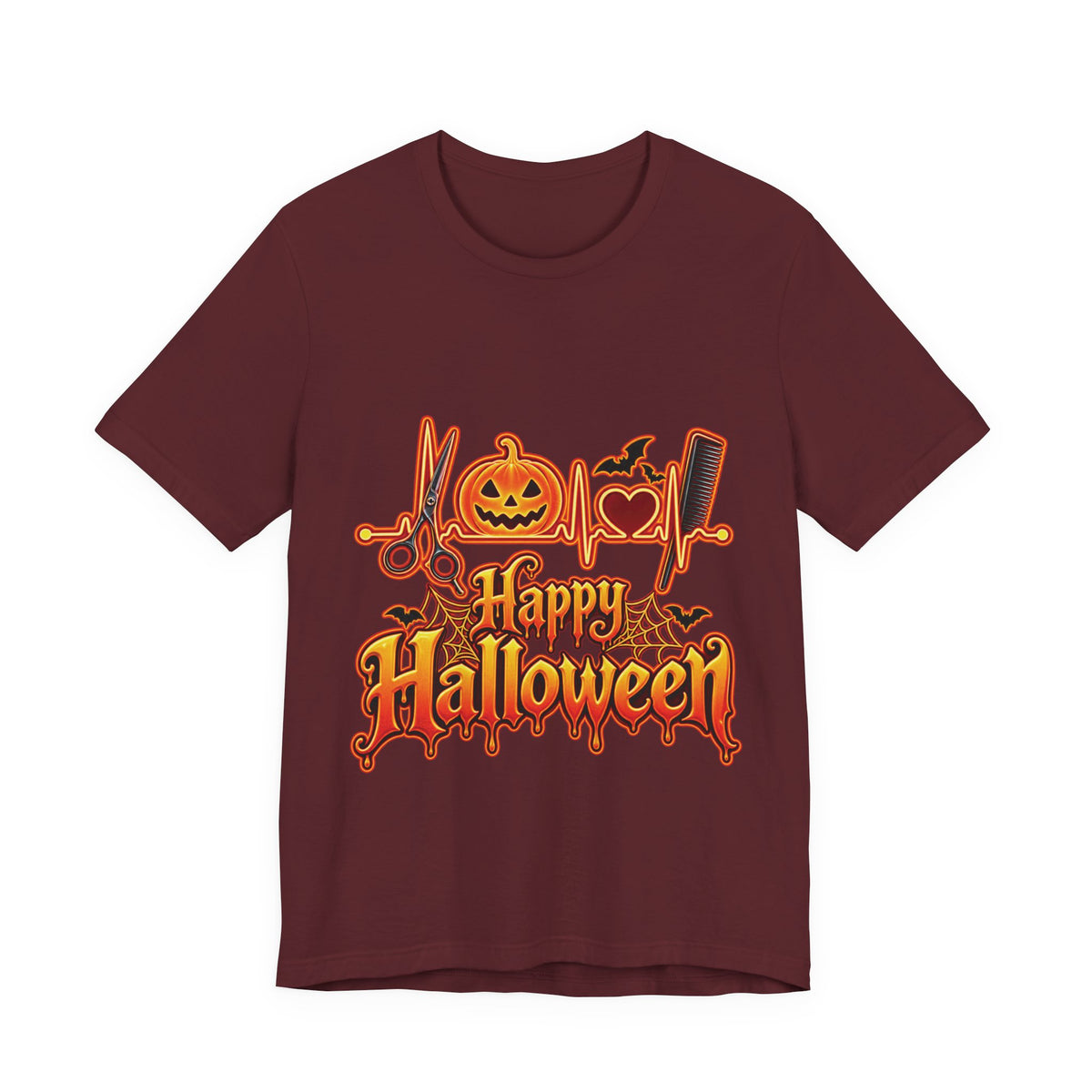 Hairstylist Halloween Graphic Tee – Happy Halloween Pumpkin & Bats