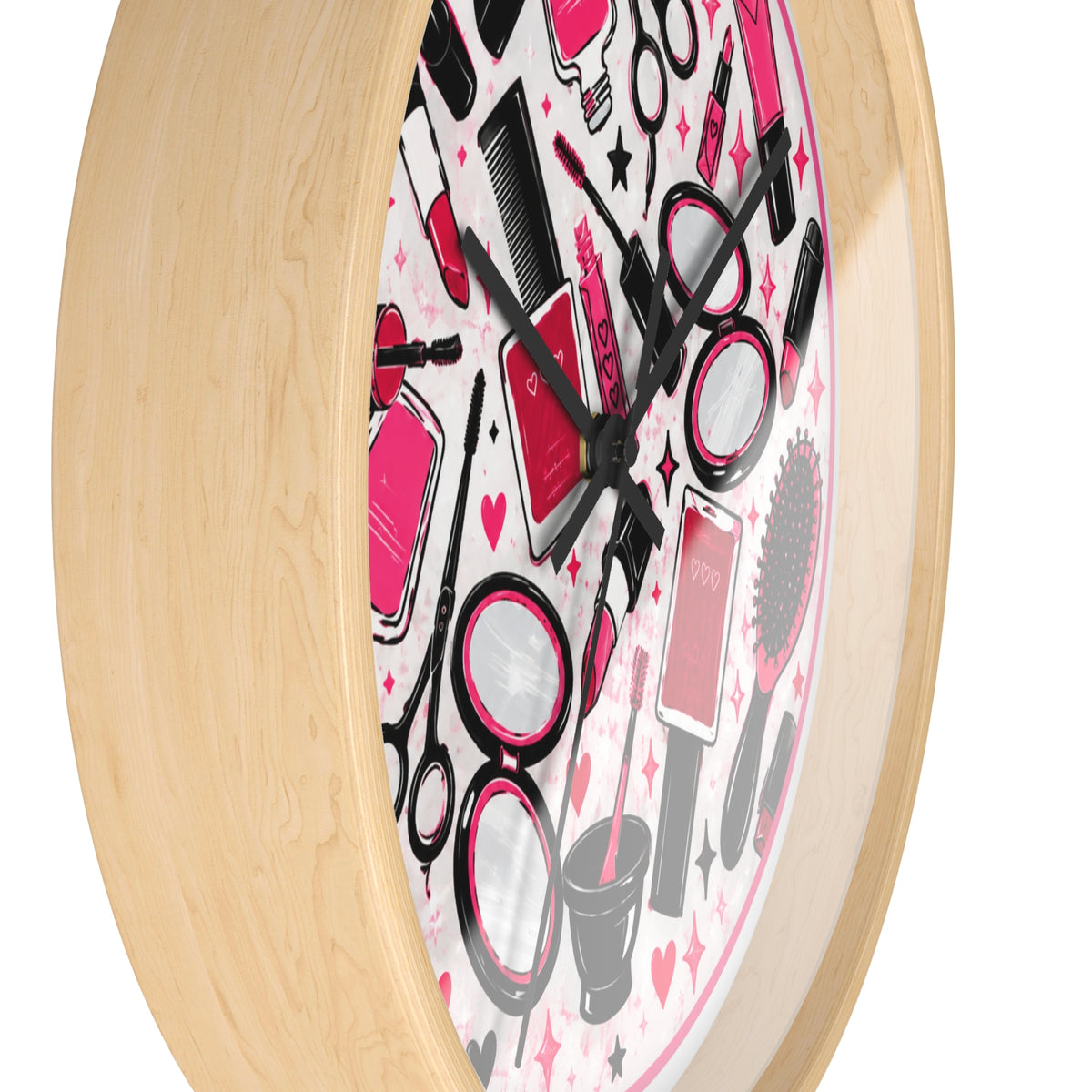 Hair Salon Beauty Tools Pattern Wall Clock