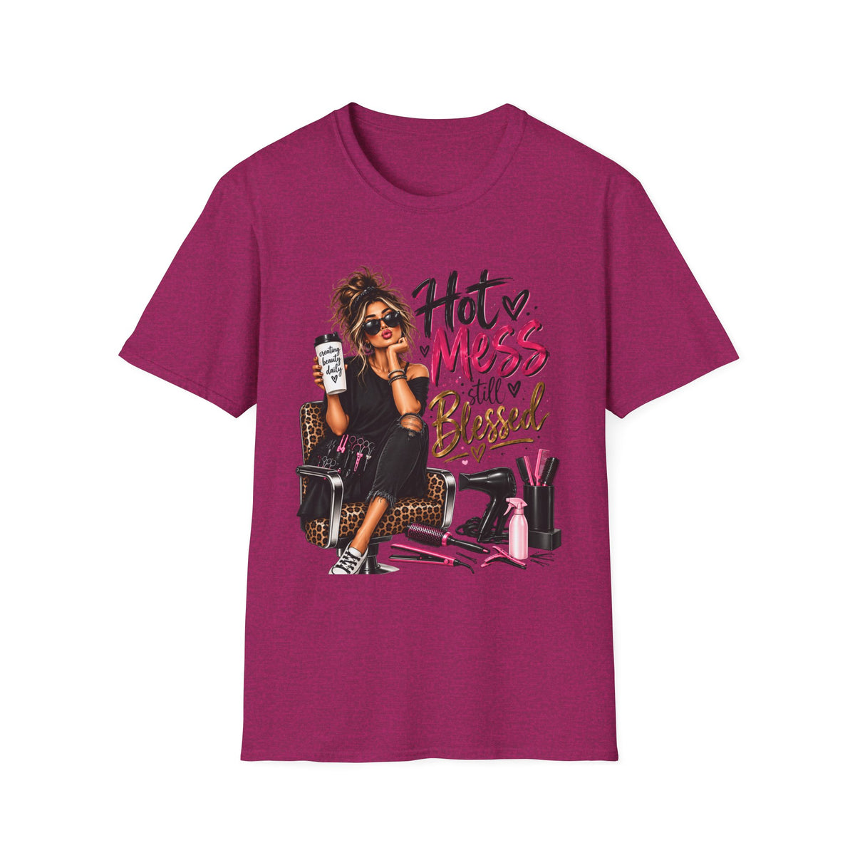 "Hot Mess Still Blessed" T-Shirt — Funny Girl Coffee & Glam Graphic T-Shirt