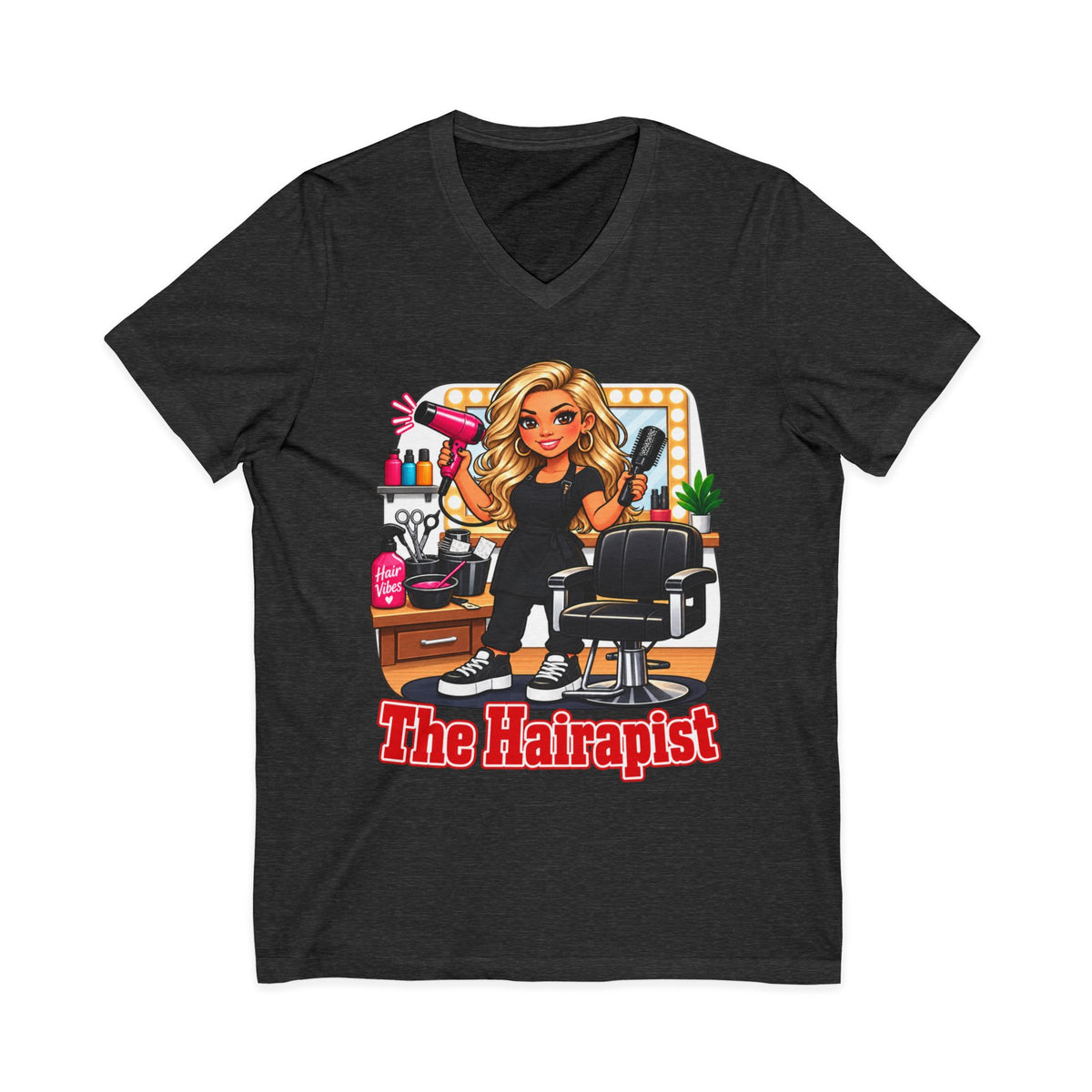 The Hairapist V-Neck Tee — Funny Hairstylist Salon Shirt