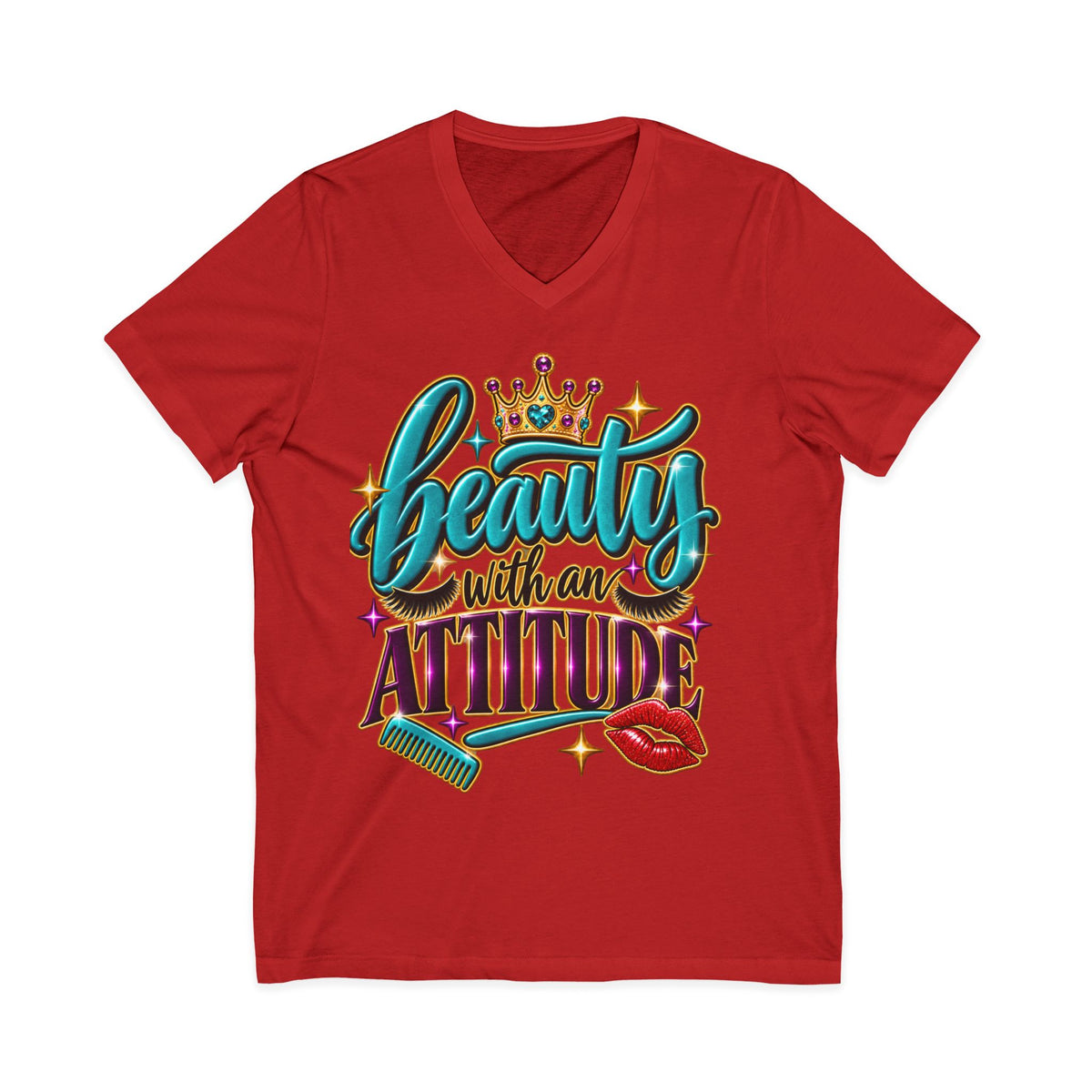 "Beauty With An Attitude" Hairstylist V-Neck Tee