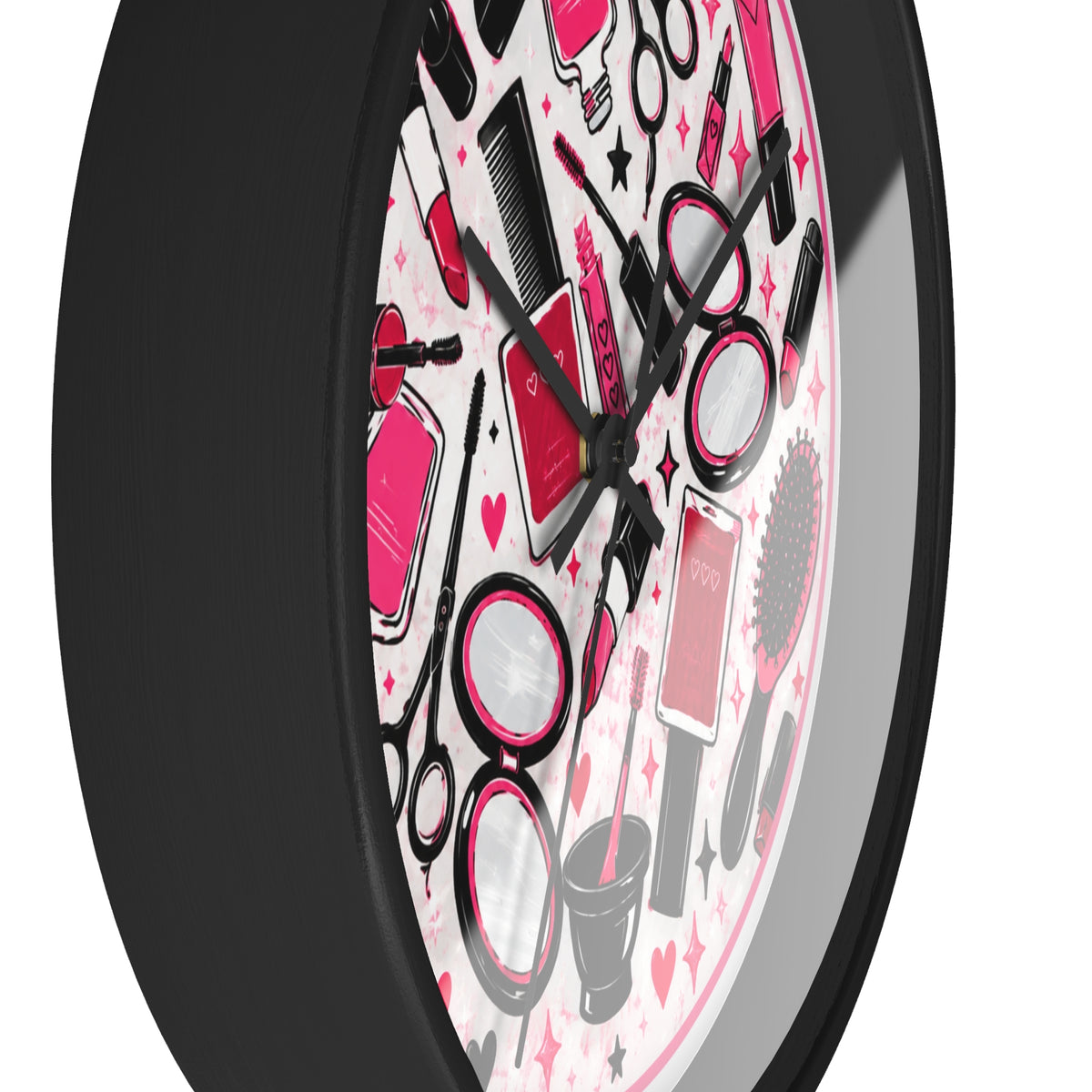 Hair Salon Beauty Tools Pattern Wall Clock