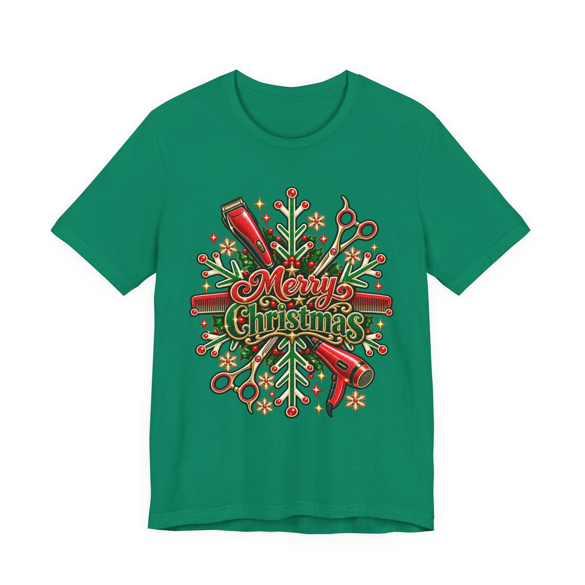 Christmas Hairstylist T-Shirt — “Merry Christmas” Salon T-Shirt