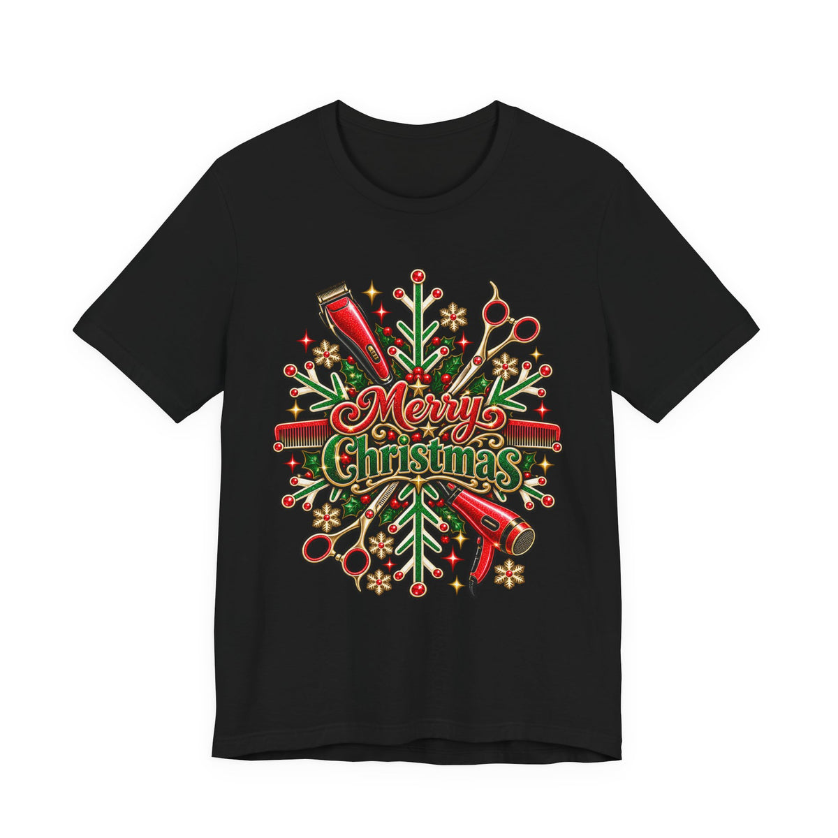 Christmas Hairstylist T-Shirt — “Merry Christmas” Salon T-Shirt