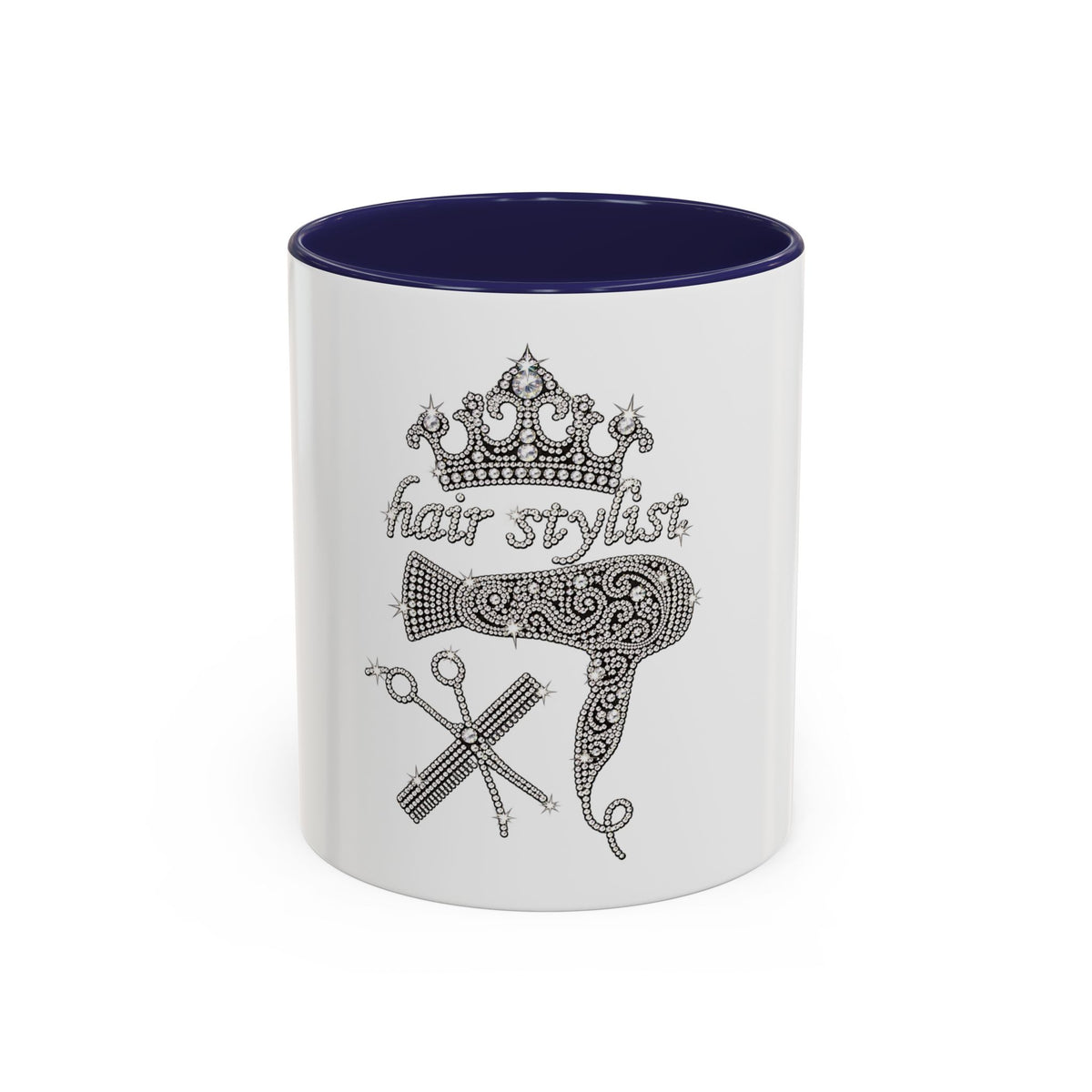 Hair Stylist Coffee/Tea Cup— Crowned Design with Scissors & Dryer (11/15oz Accent Mug)