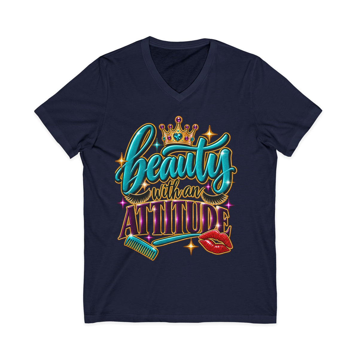 "Beauty With An Attitude" Hairstylist V-Neck Tee