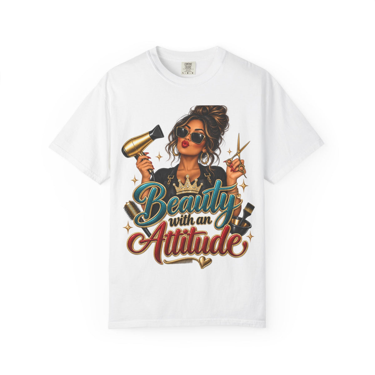 "Beauty With an Attitude" T-Shirt — Salon Stylist Hairdresser Tee