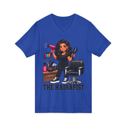 "The Hairapist" V-Neck Tee — Funny Hairstylist T-Shirt