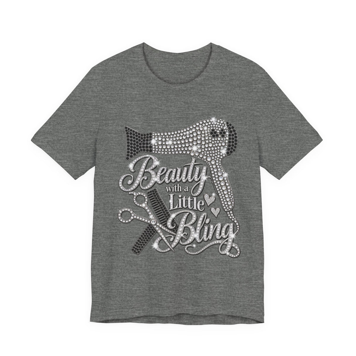 "Beauty With a Little Bling" Hairdryer & Scissors Salon Shirt