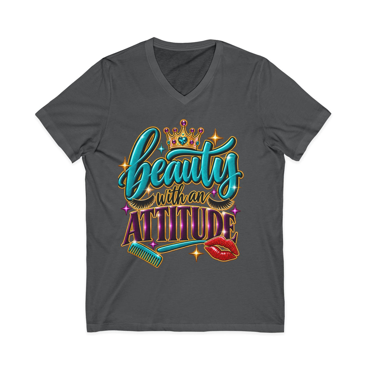 "Beauty With An Attitude" Hairstylist V-Neck Tee