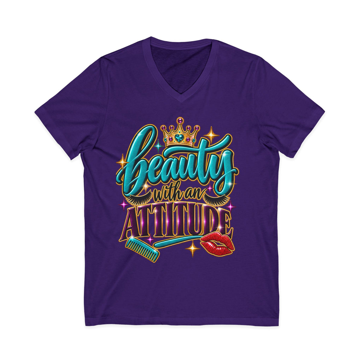 "Beauty With An Attitude" Hairstylist V-Neck Tee